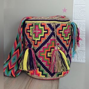 New Collection/ Authentic Wayuu Bag / Matizada Crosses / Size L